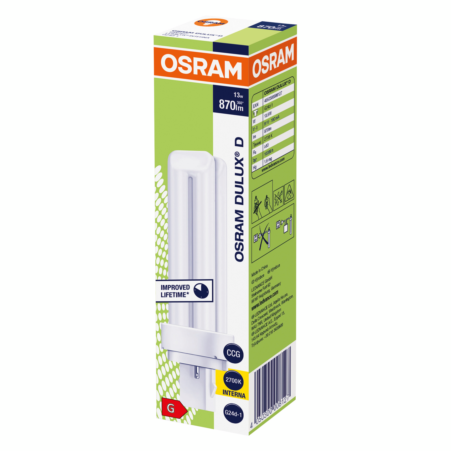 Loistelamppu OSRAM Dulux D 13W/827 G24D-1 FS