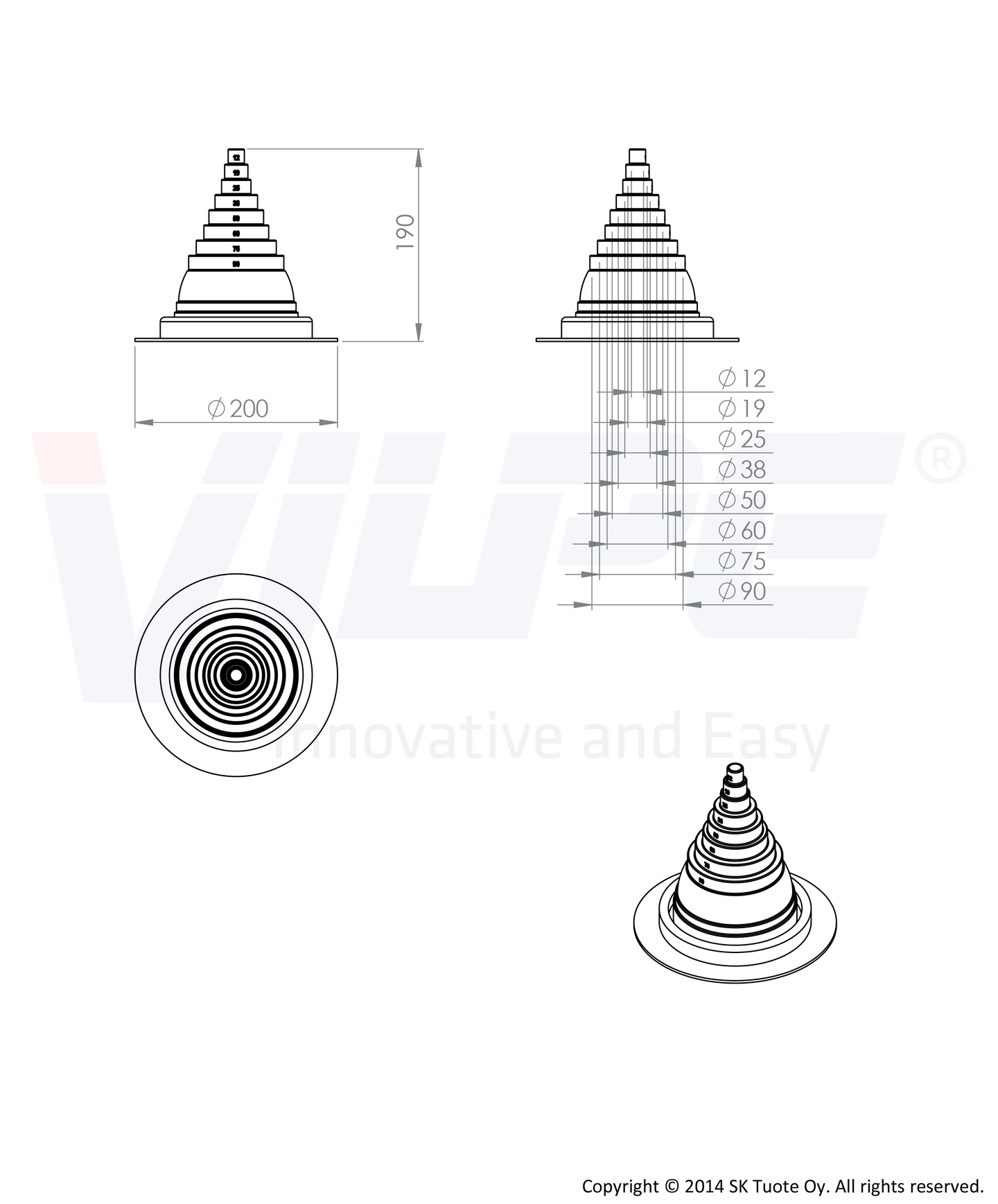 Läpivientitiivistesarja VILPE Roofseal 1 12-90mm 71721