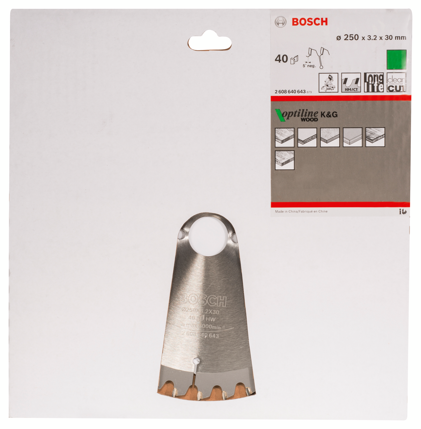 Pyörösahanterä Bosch 250x3,2x30mm Z-40