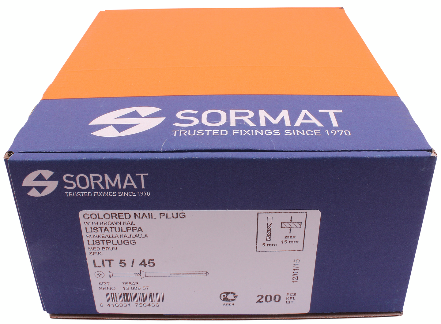 LISTPLUGG SORMAT LIT 5/45 BRUN 200ST