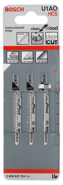 Pistosahanterä Bosch U 1 AO 3kpl puu