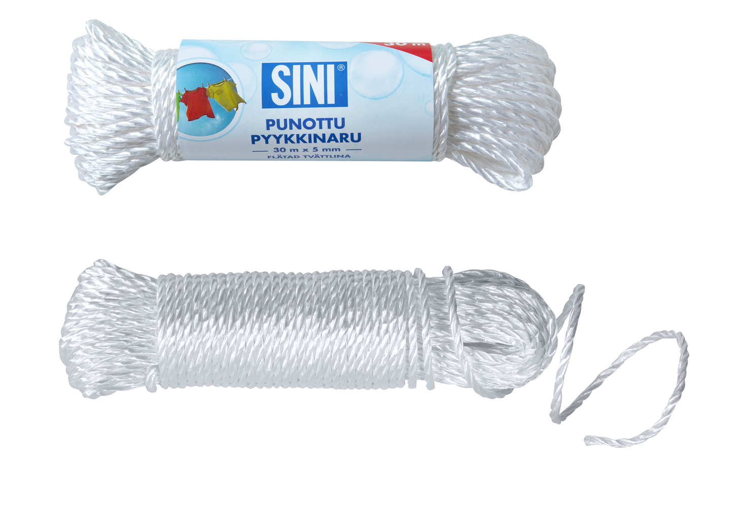 Pyykkinaru SINI punottu 5mm x 30m 1413