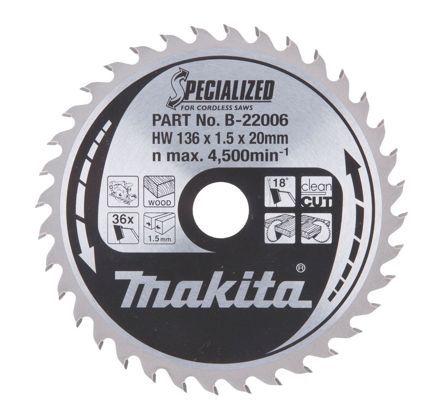 Pyörösahanterä Makita 136x20x1,5mm, Z-36 B-22006
