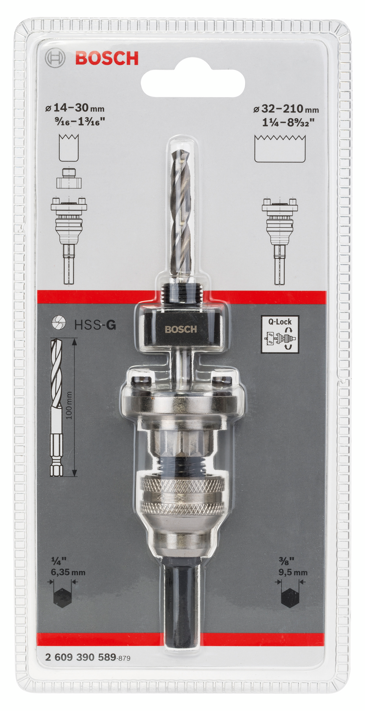 Reikäsahan pidin Bosch hex 11mm 14-30mm + keskiöterä