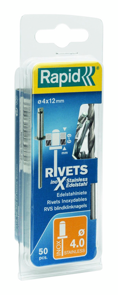 Vetoniitti Rapid 4,0x12mm rst 50kpl