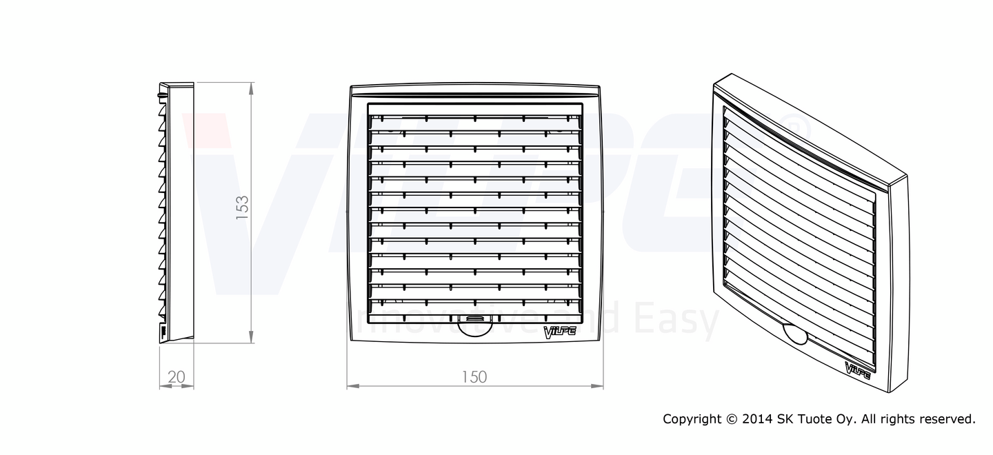 Monitoimisäleikkö VILPE 150x150 valkoinen