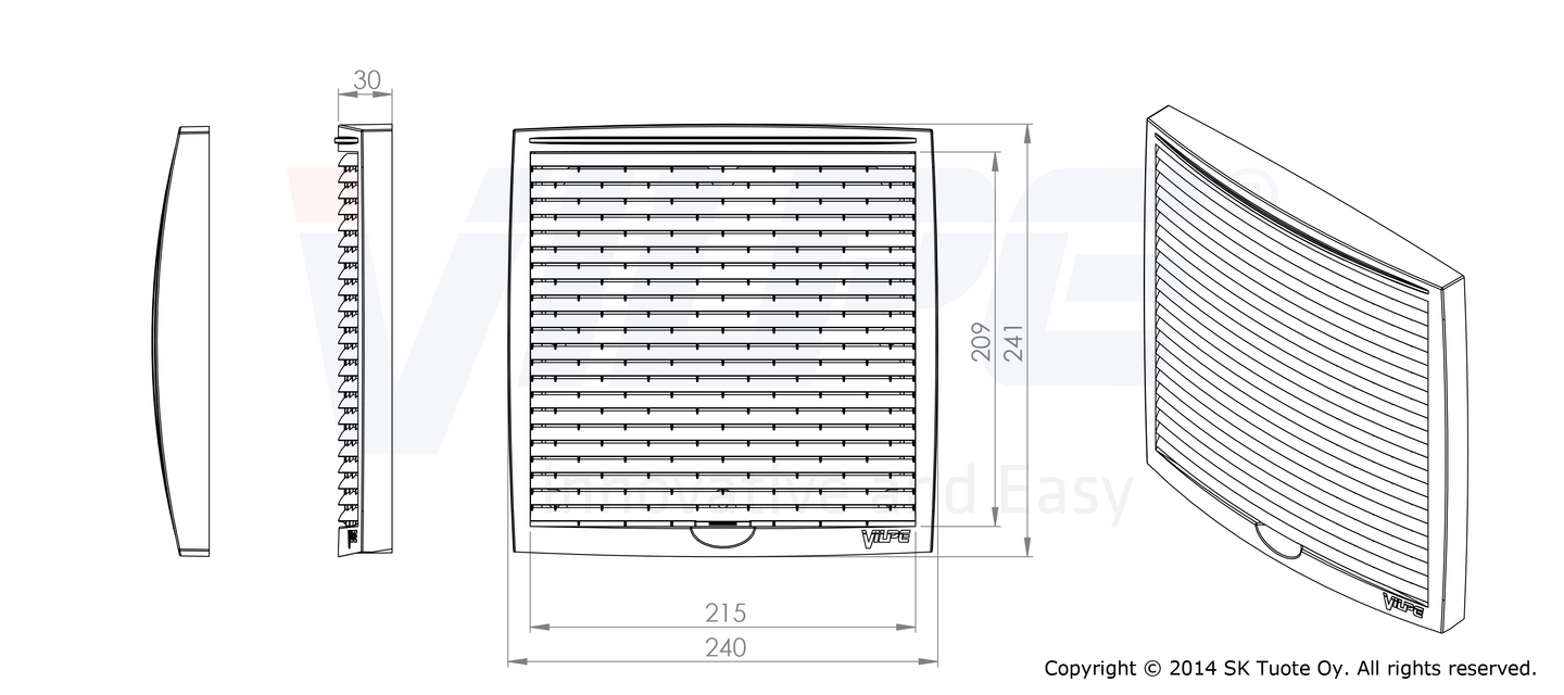 Monitoimisäleikkö VILPE 240x240mm harmaa
