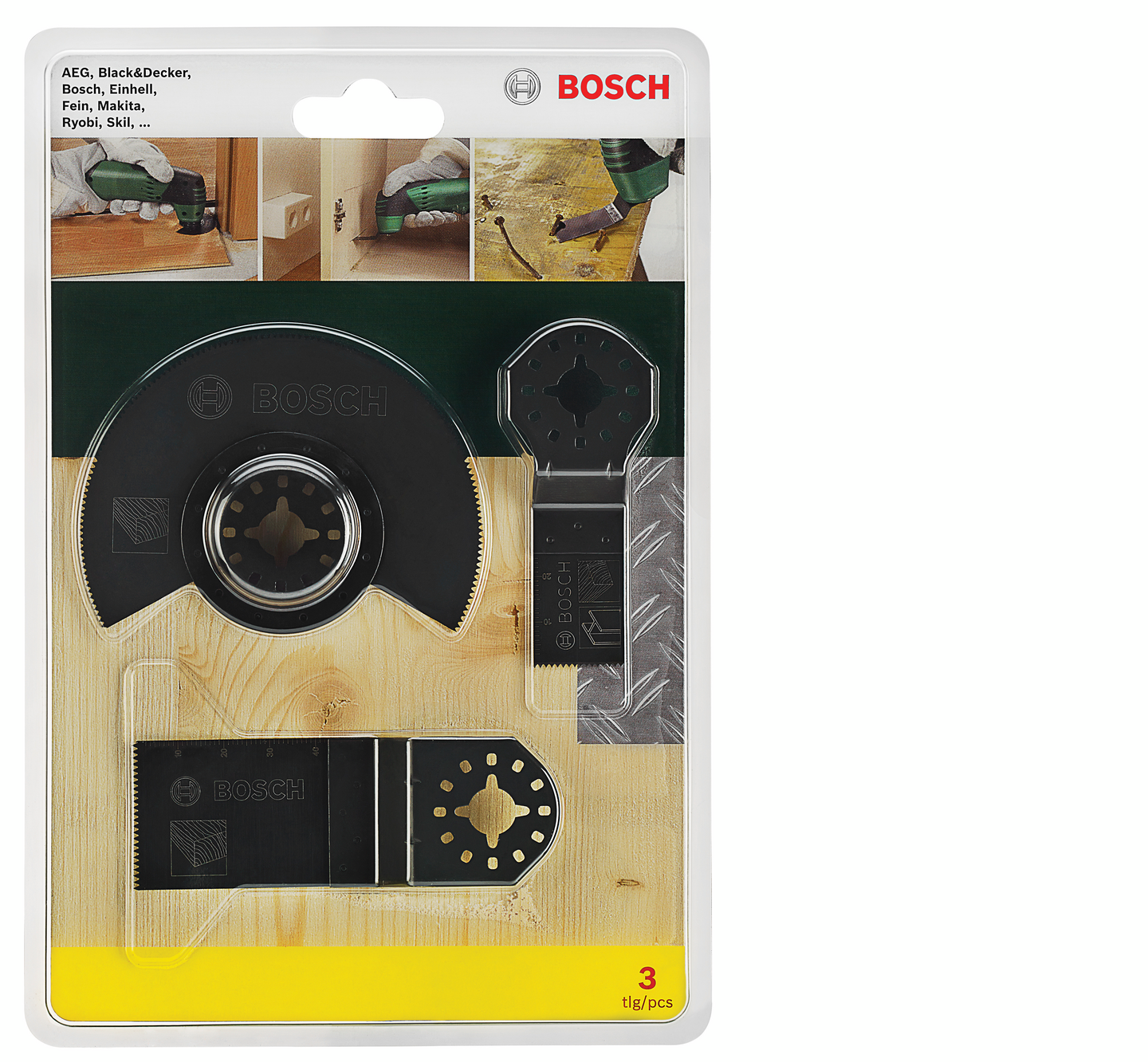 Monitoimikoneen teräsarja Bosch puu 3-osainen