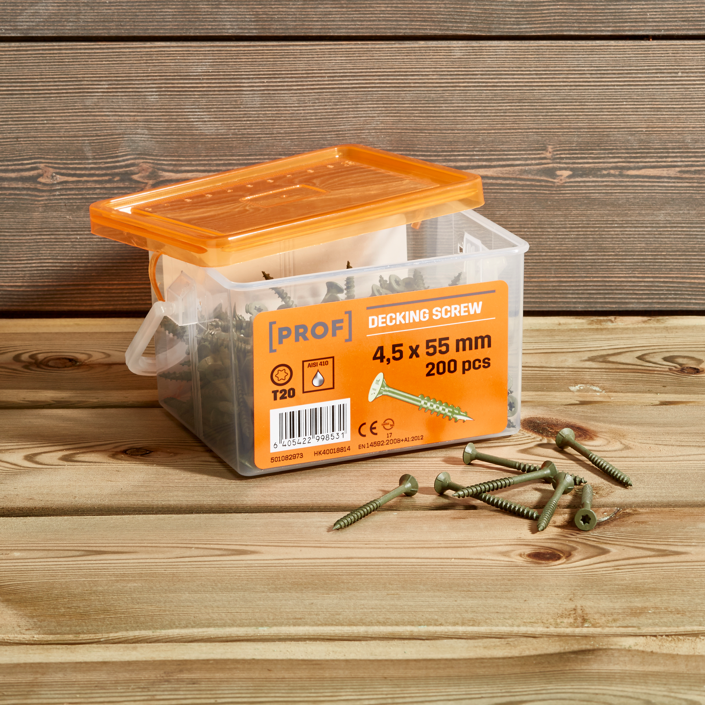 Terassiruuvi PROF 4,5x55 rst T20 vihreä 200kpl