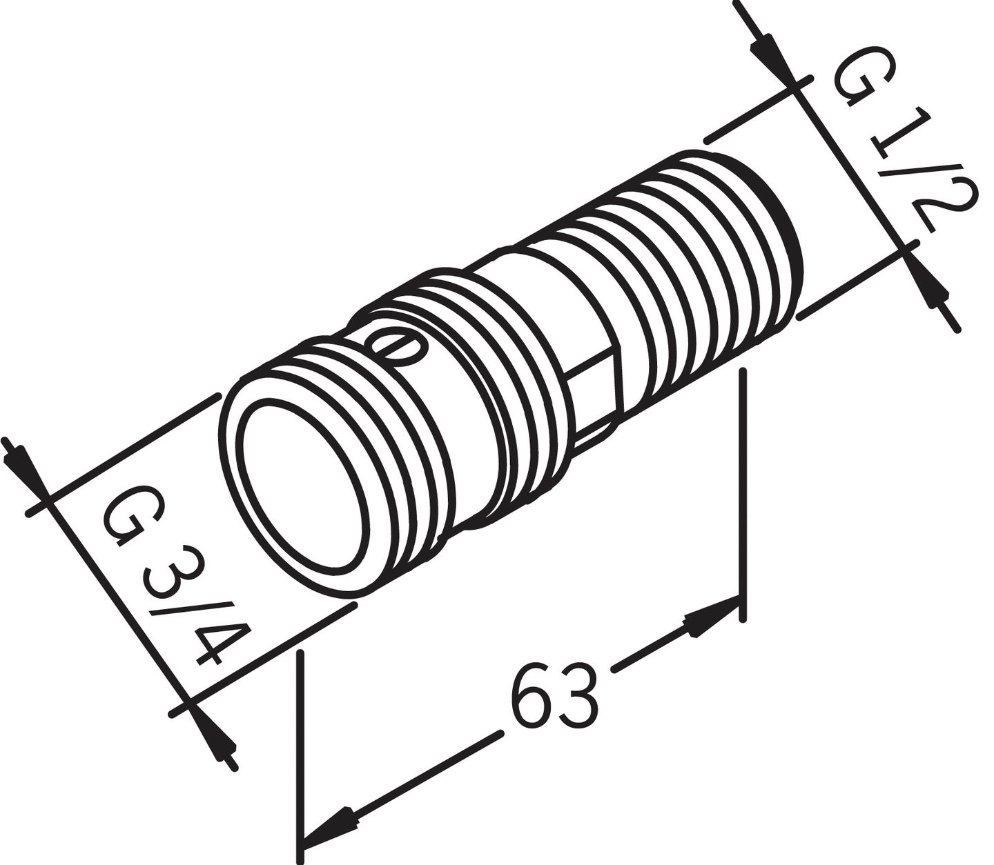Suoraliitin Oras 281208 1/2x3/4 2kpl