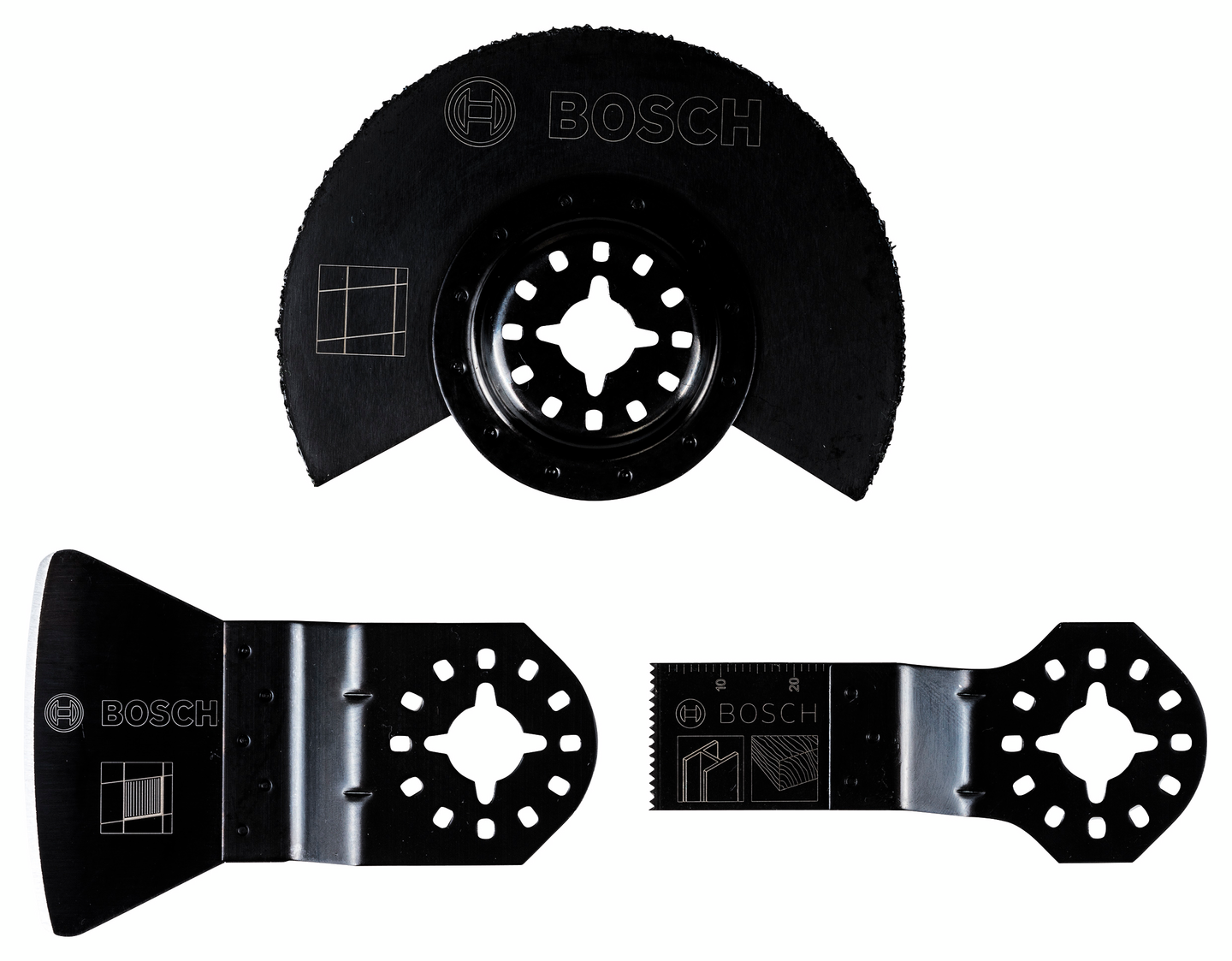 Monitoimikoneen teräsarja Bosch 3-osainen laatta