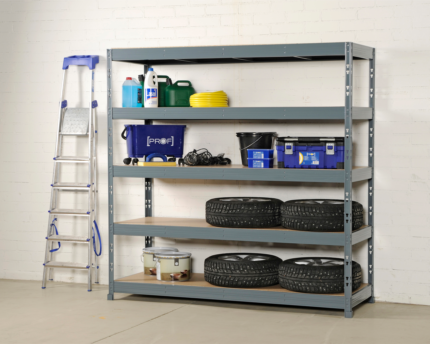 Varastohylly PROF 200x200x70cm/5 hyllyä/500kg harmaa
