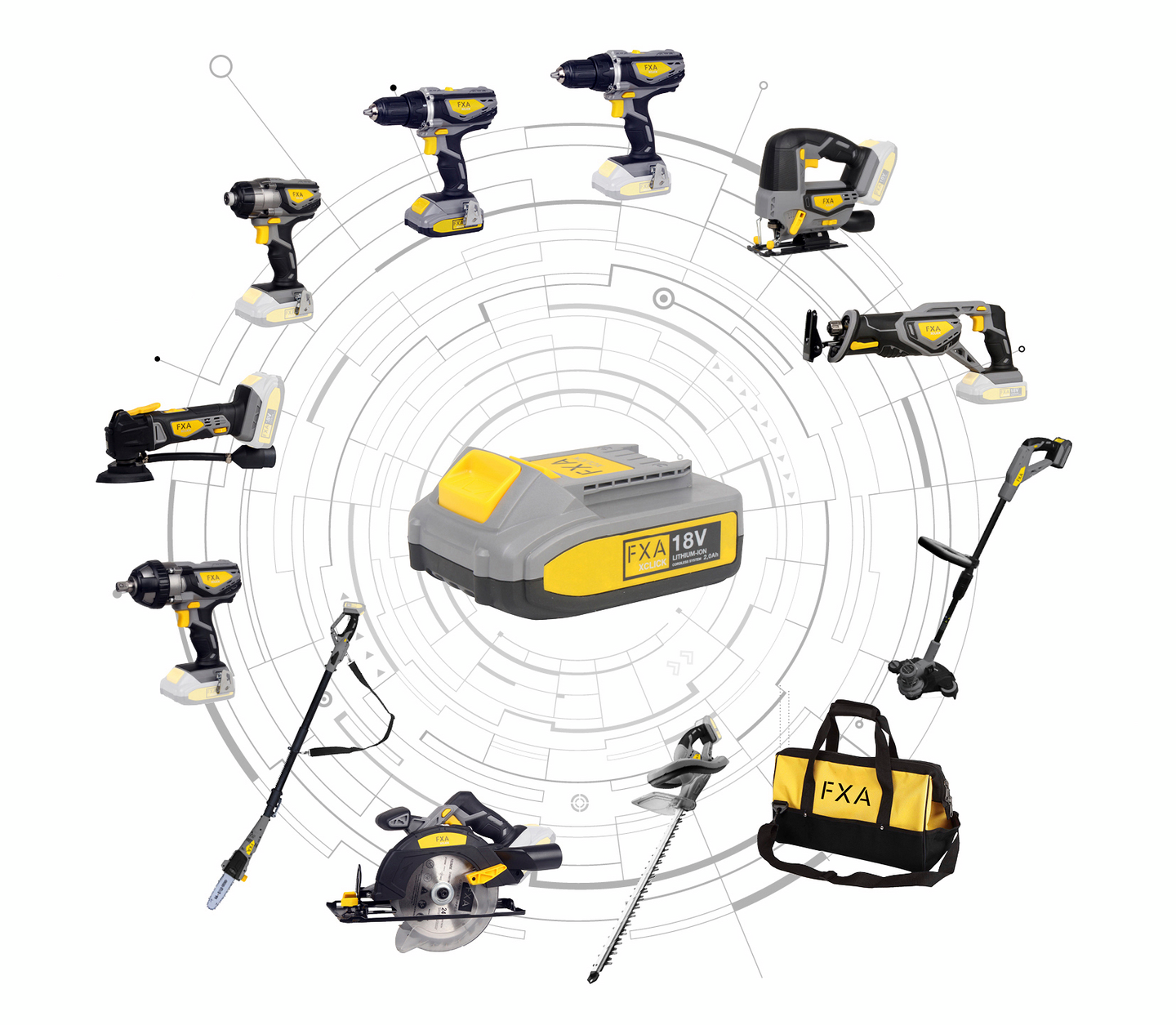 Akkutrimmeri FXA 18V XCLICK runko