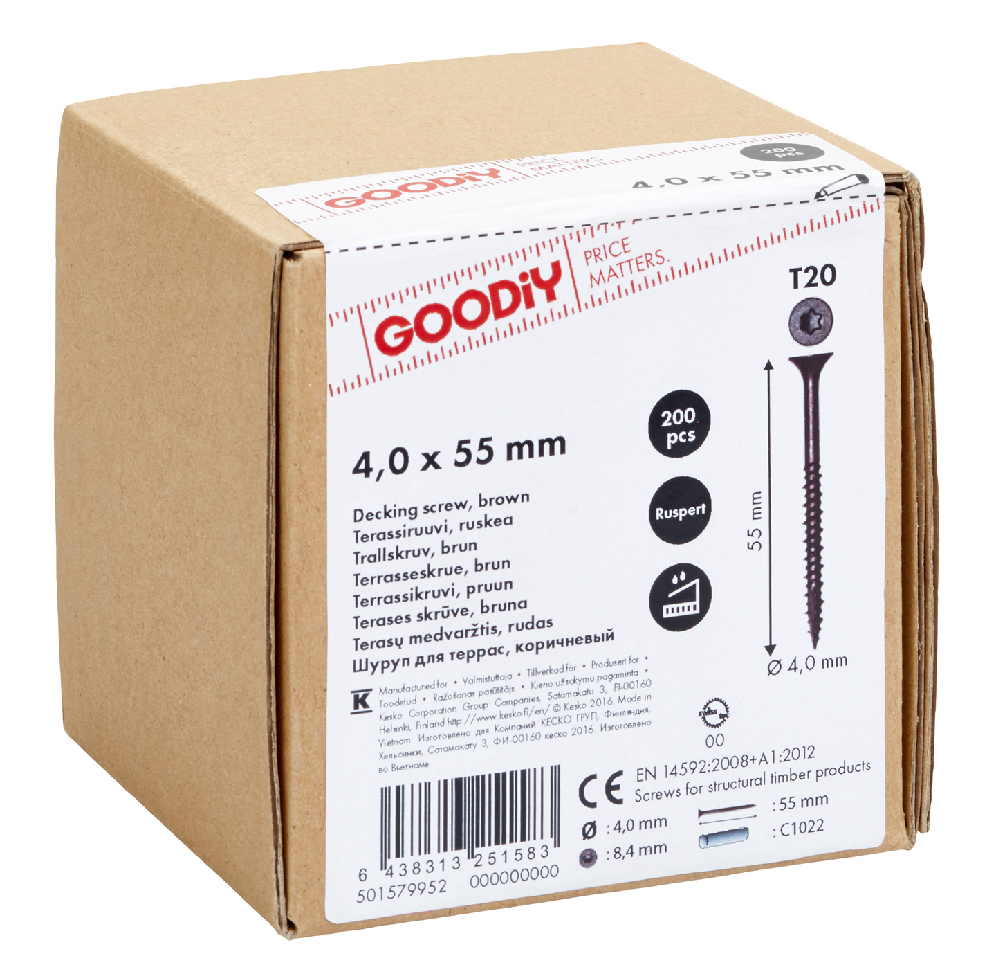 Terassiruuvi Goodiy 4x55 ruskea T20 200kpl