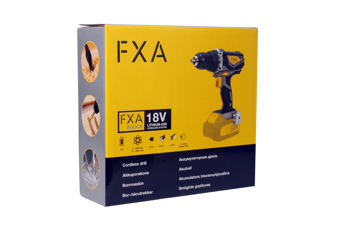 Akkuporakone FXA 18V XCLICK runkoversio ilman akkua