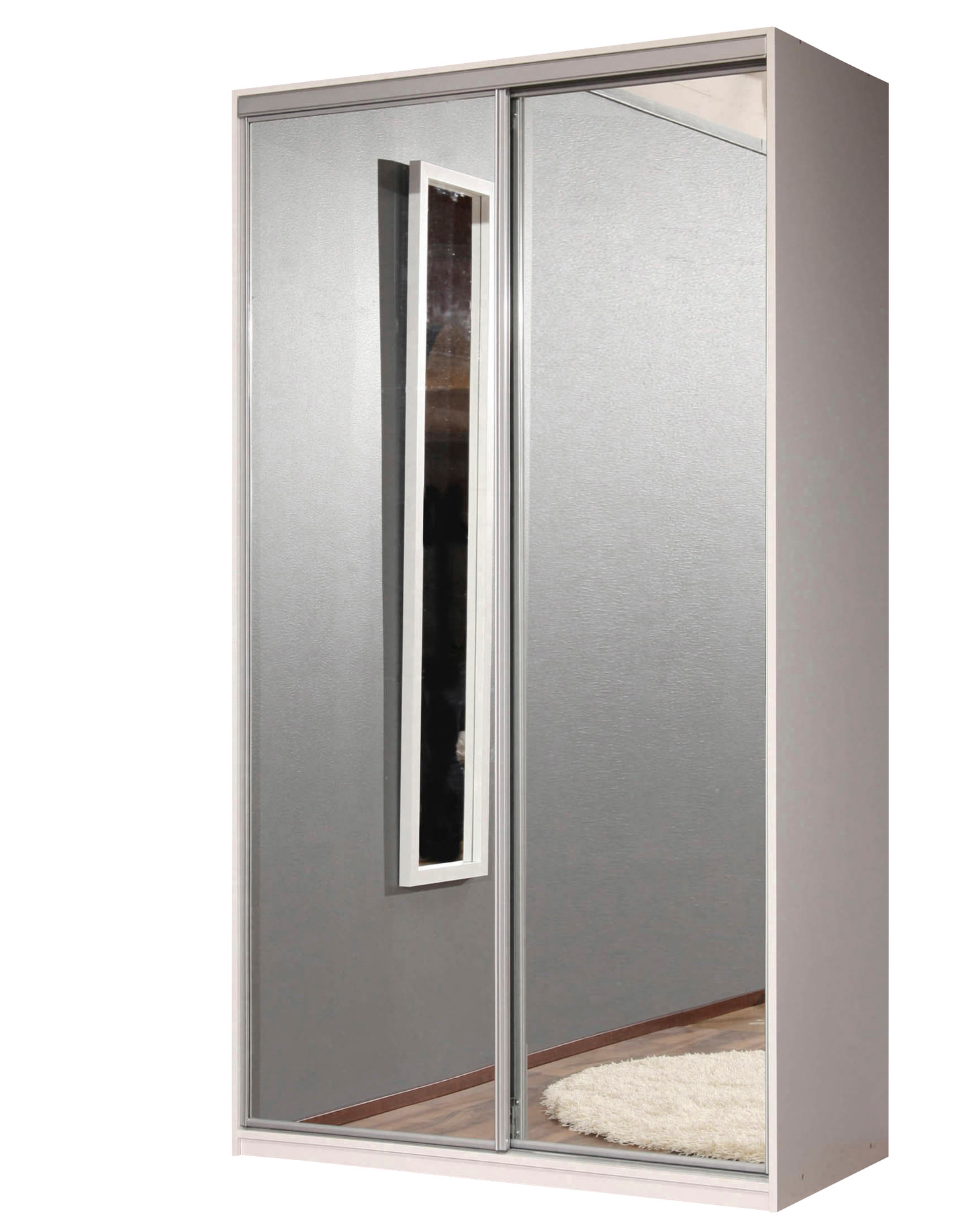 Liukuovikomero Finnmirror Libra 120 valkoinen peiliovet l1216xk2198xs600mm