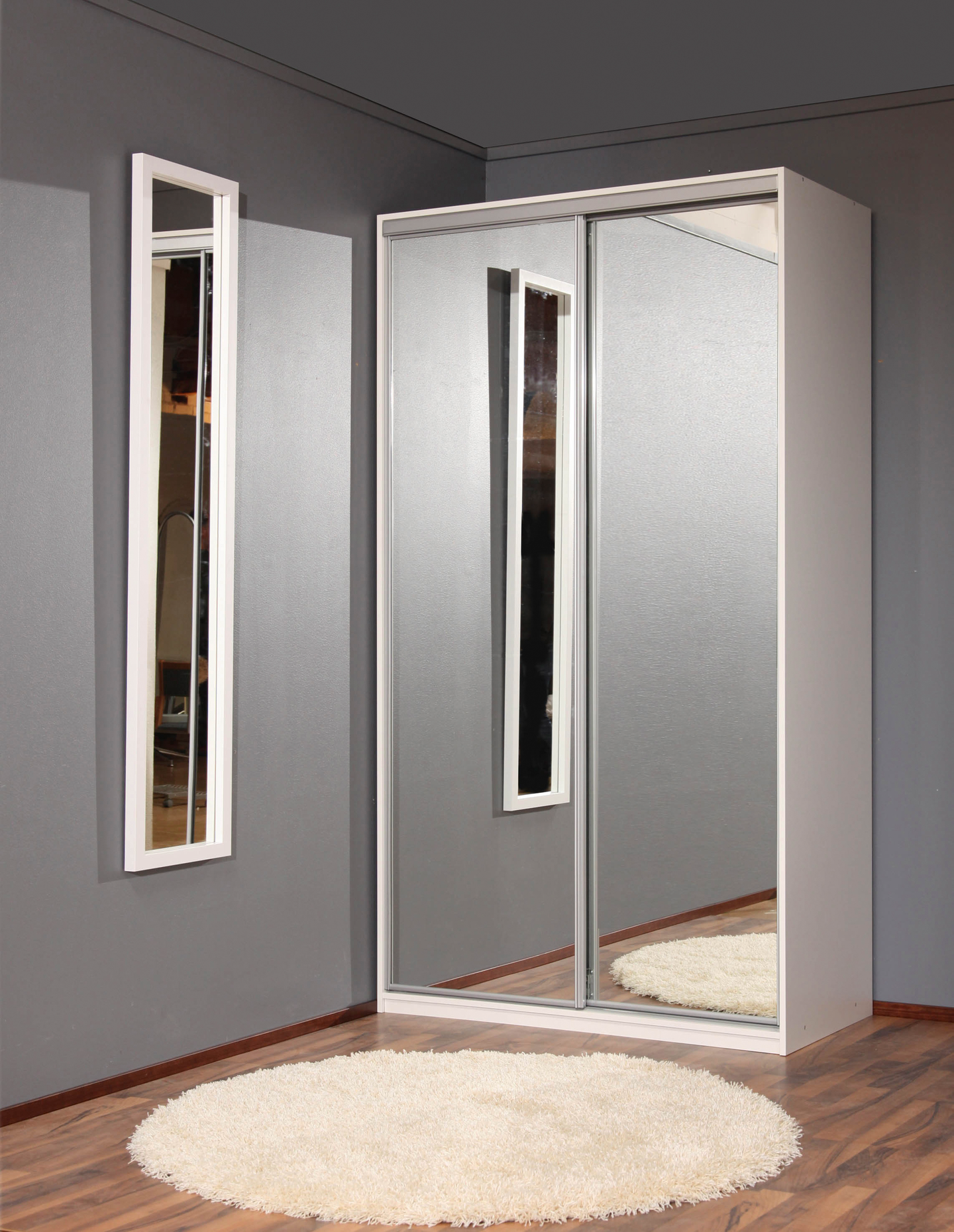 Liukuovikomero Finnmirror Libra 120 valkoinen peiliovet l1216xk2198xs600mm