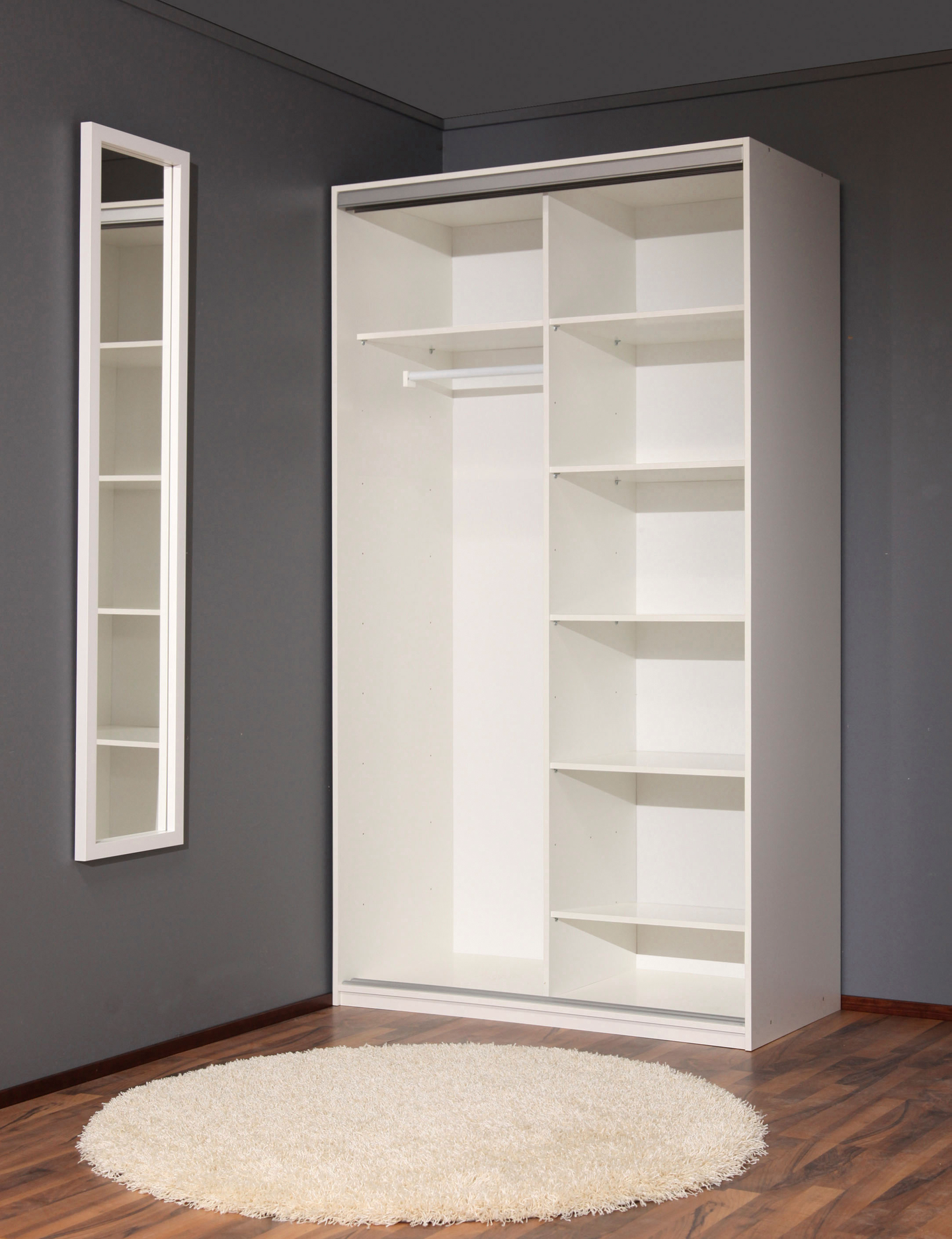 Liukuovikomero Finnmirror Libra 120 valkoinen peiliovet l1216xk2198xs600mm