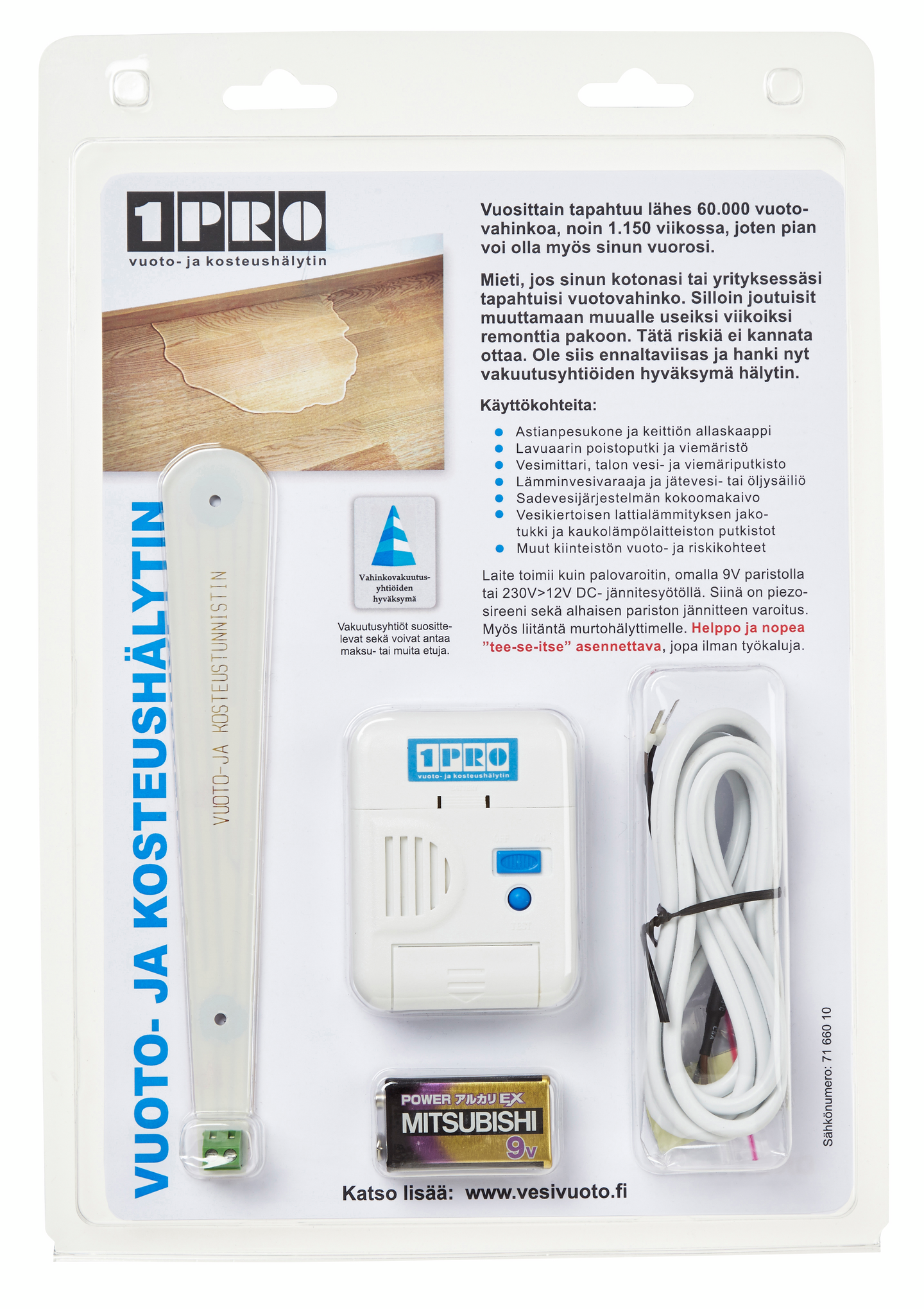 Vuoto- ja kosteushälytin 1Pro