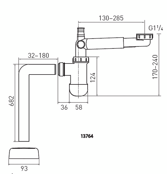 Pullovesilukko Prevex Preloc 310 tilaa säästävä 1¼in