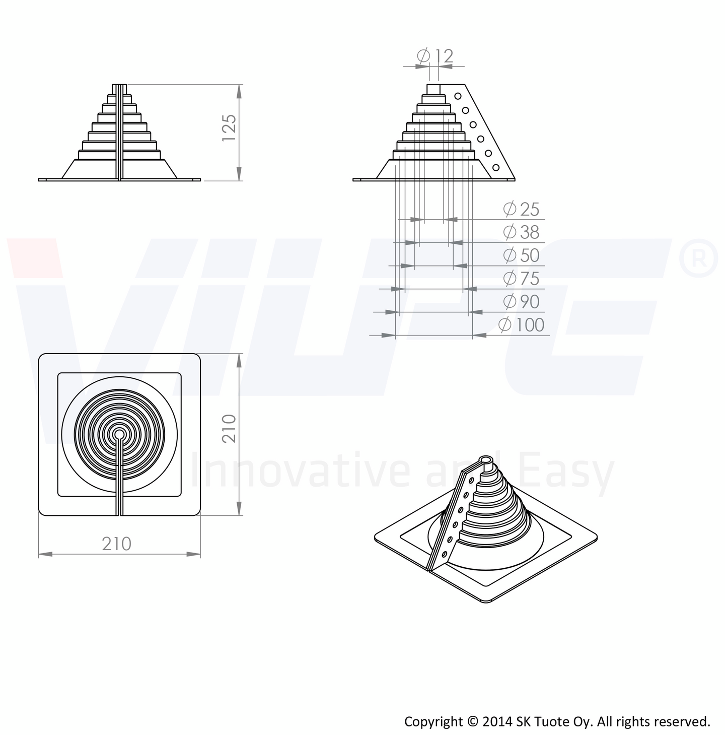 Läpivientitiiviste VILPE Retrofit-1 10-100J-sarja