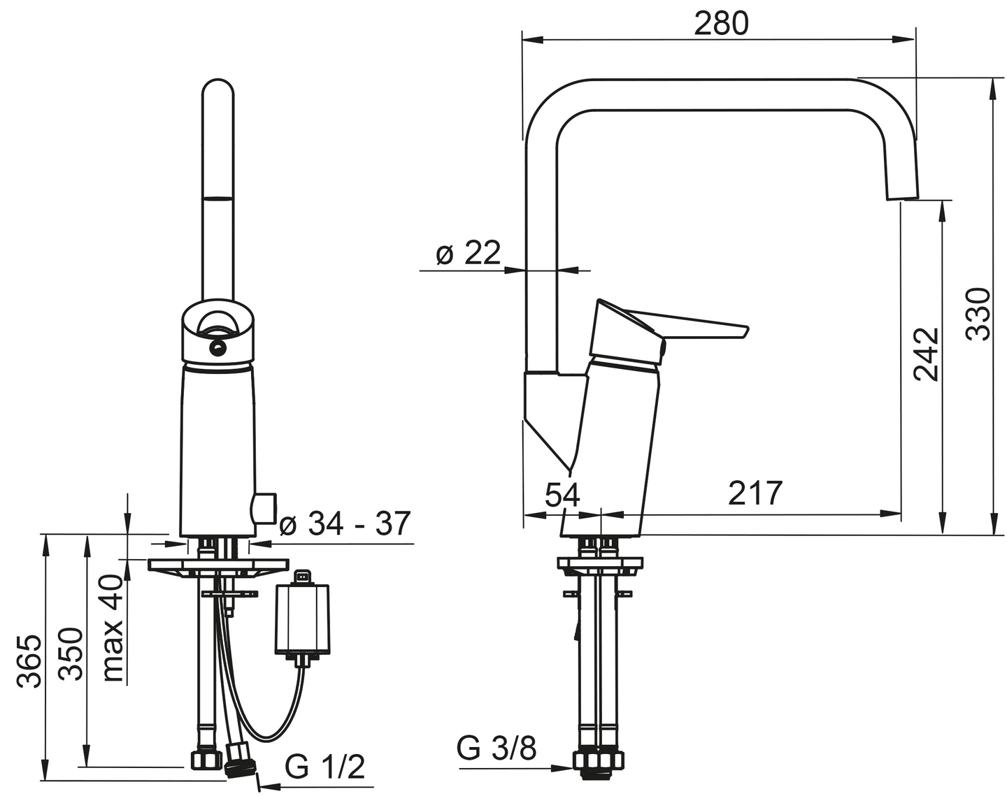 Keittiöhana Oras Optima 2734F elektroninen pesukoneventtiili