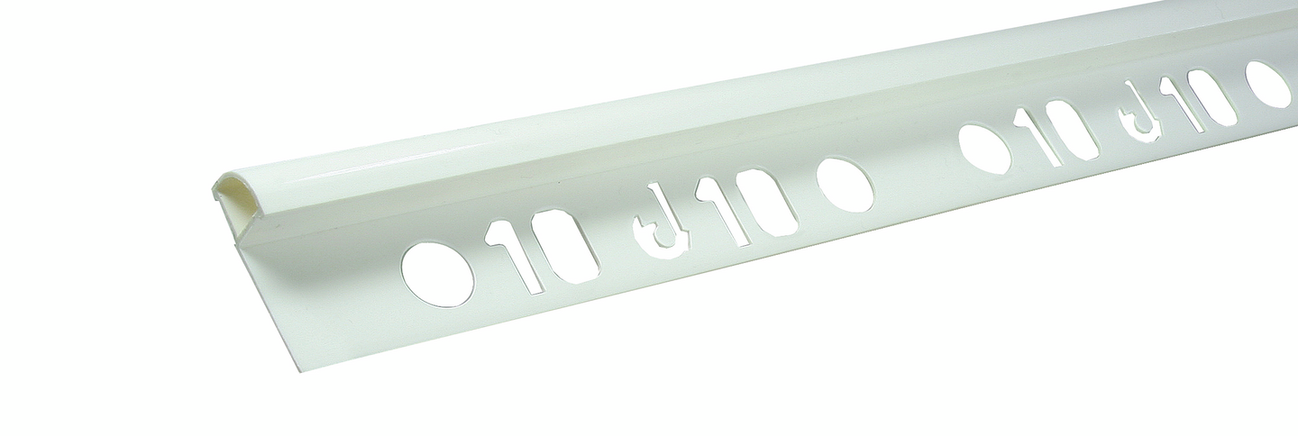 KAKELPROFIL D-PROFILE HÅRD PVC VIT 6MM, 2.5M