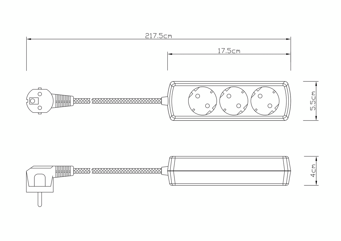 Sisäjatkojohto OPAL 3-osainen kangas punainen 2m