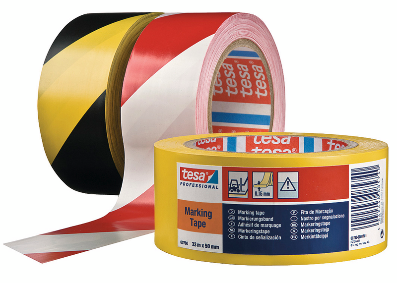 Varoitusteippi Tesa 33mx50mm valko-punainen
