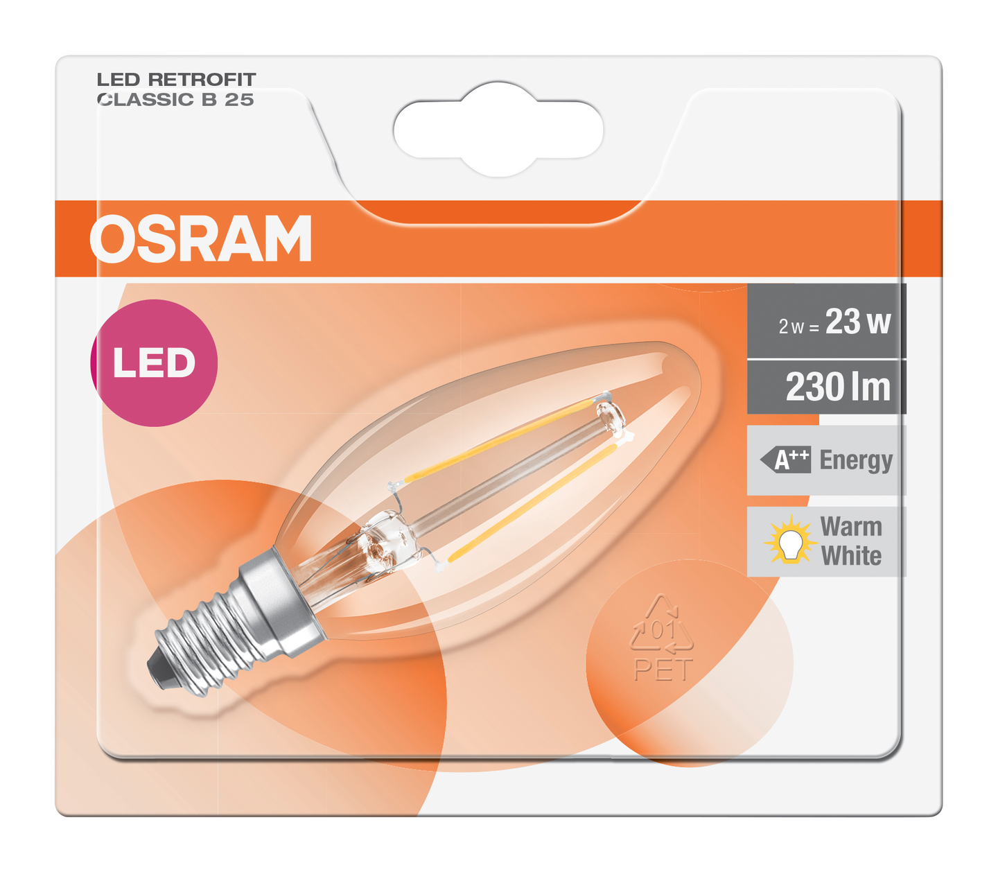 LED-LAMPA OSRAM KRON 2,5W E14 KLAR RETRO
