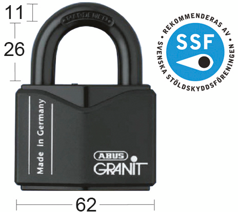 HÄNGLÅS ABUS GRANIT 37/55 KLASS 3