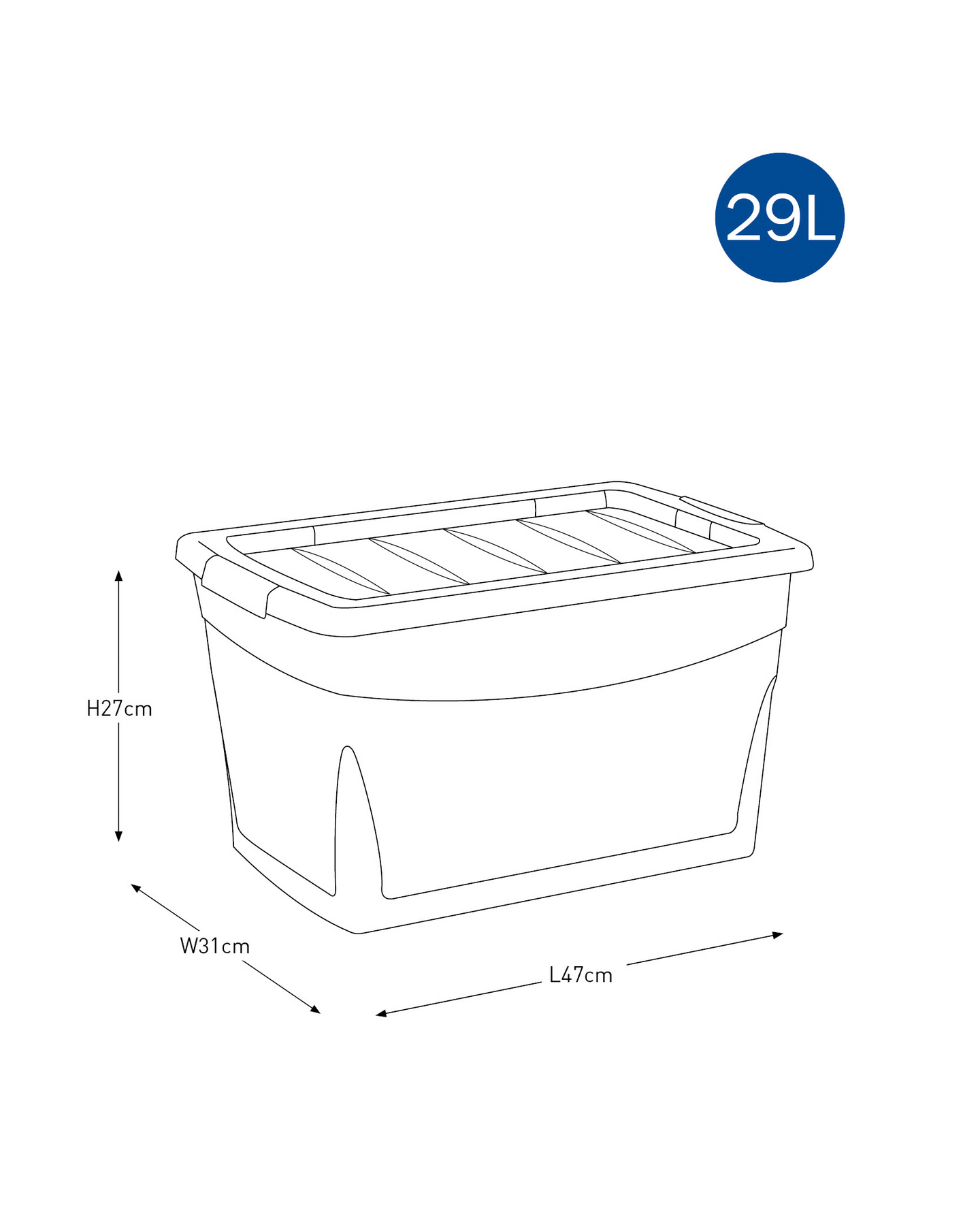 Säilytyslaatikko Goodiy M 29l 47x31x27,5cm kannellinen
