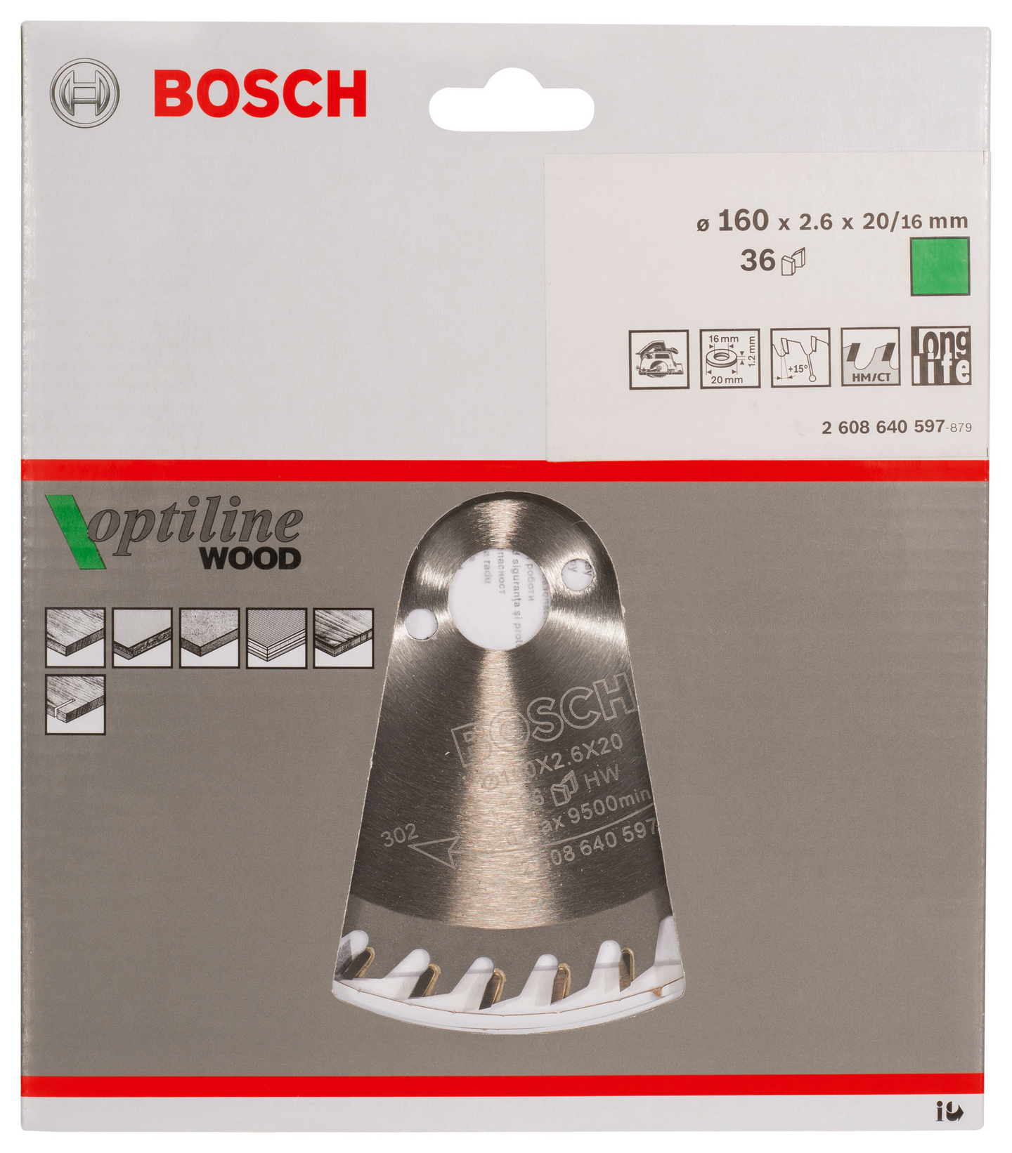 Pyörösahanterä Bosch 160x2,6x16mm Z-36