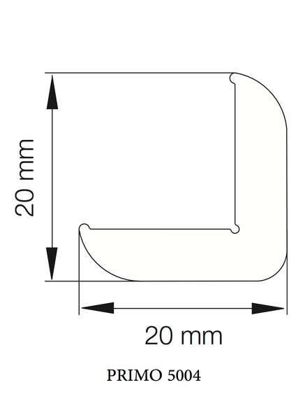 Kulmalista primo 5004 20x20x2500mm valkoinen