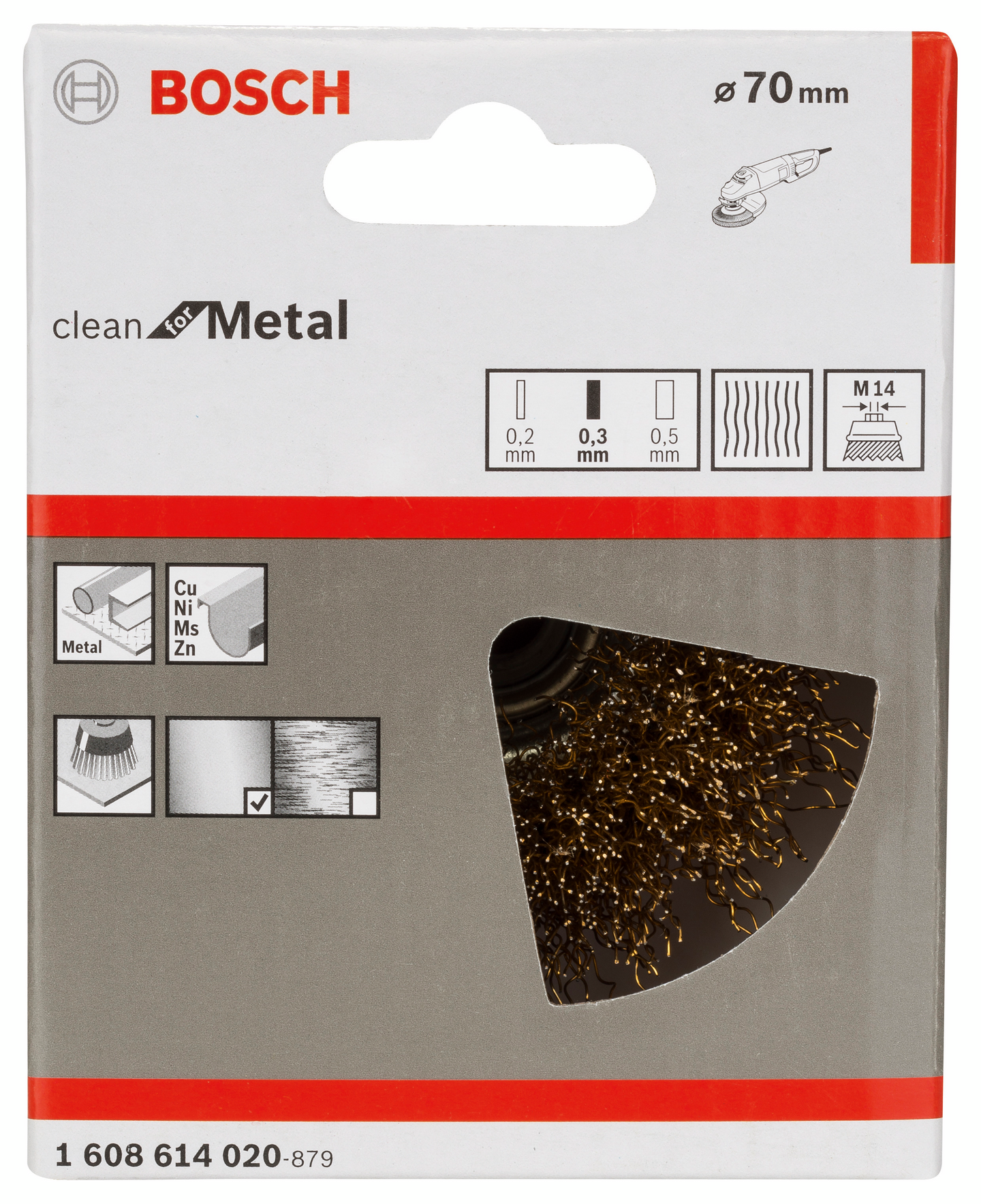 Kuppiharja Bosch M14 70mm messinki