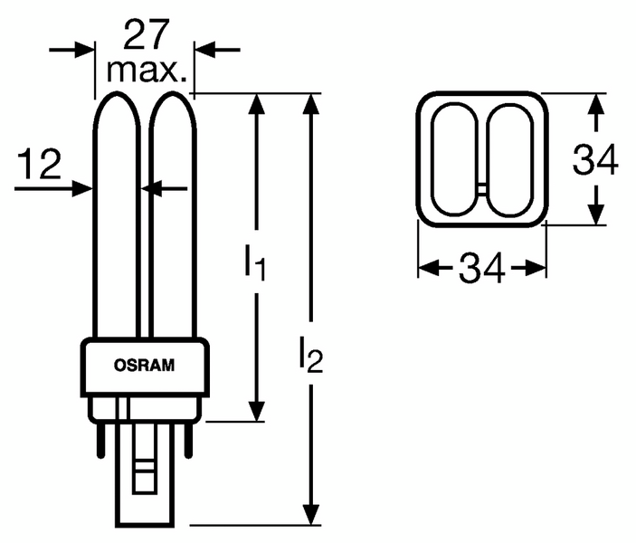 Loistelamppu OSRAM Dulux D 10W G24D-1