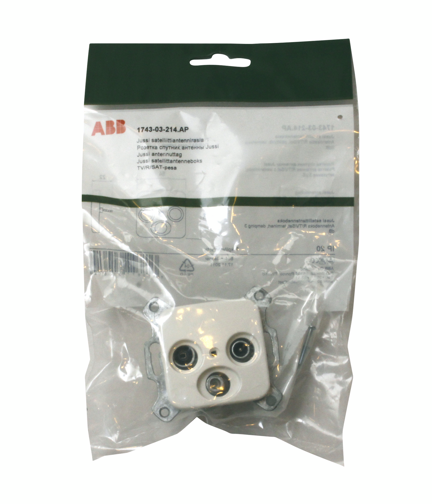 Antennipistorasia ABB Jussi 1743-03-214.AP satelliitti päättyvä