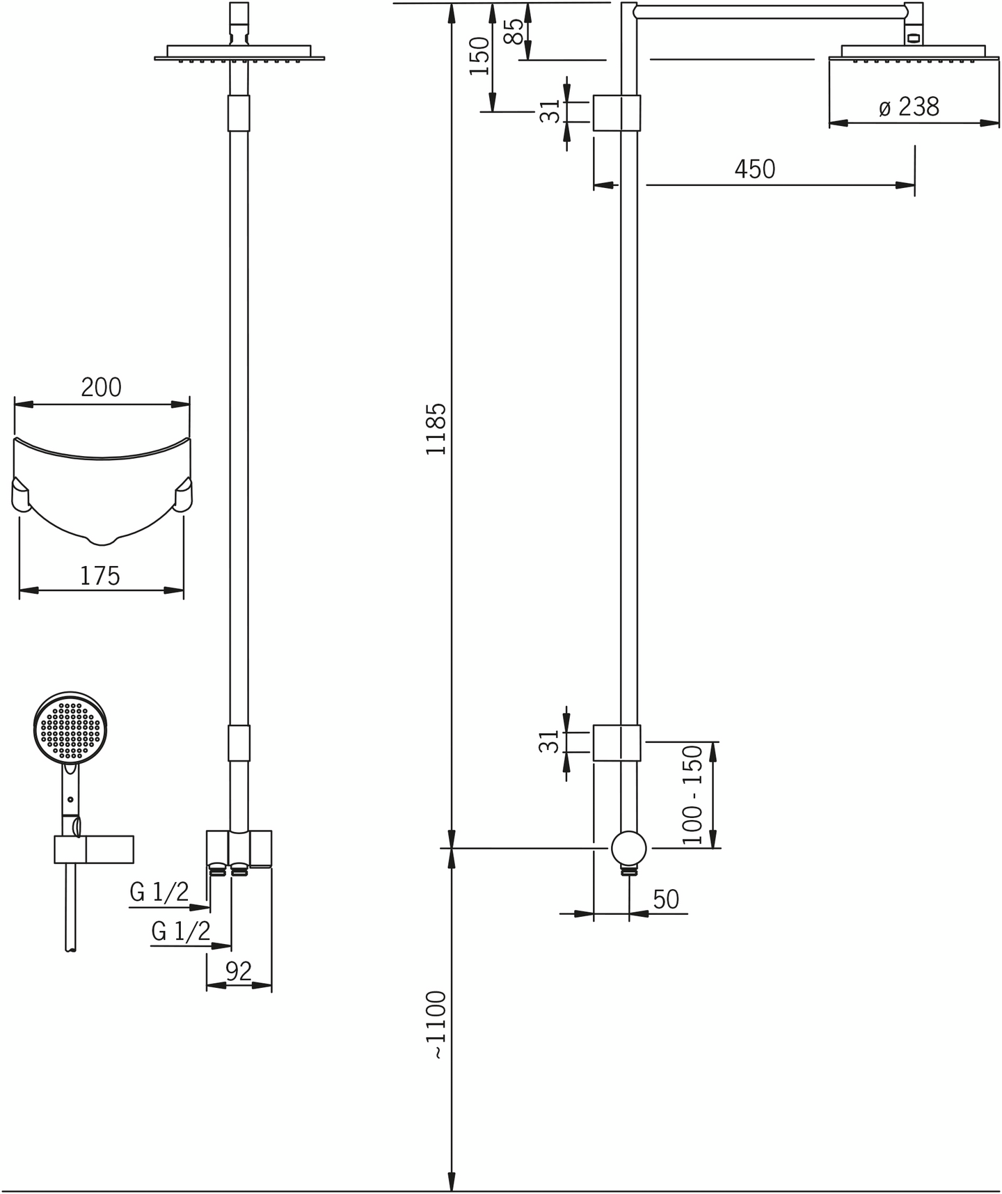 Sadesuihkusetti Oras Hydra 392
