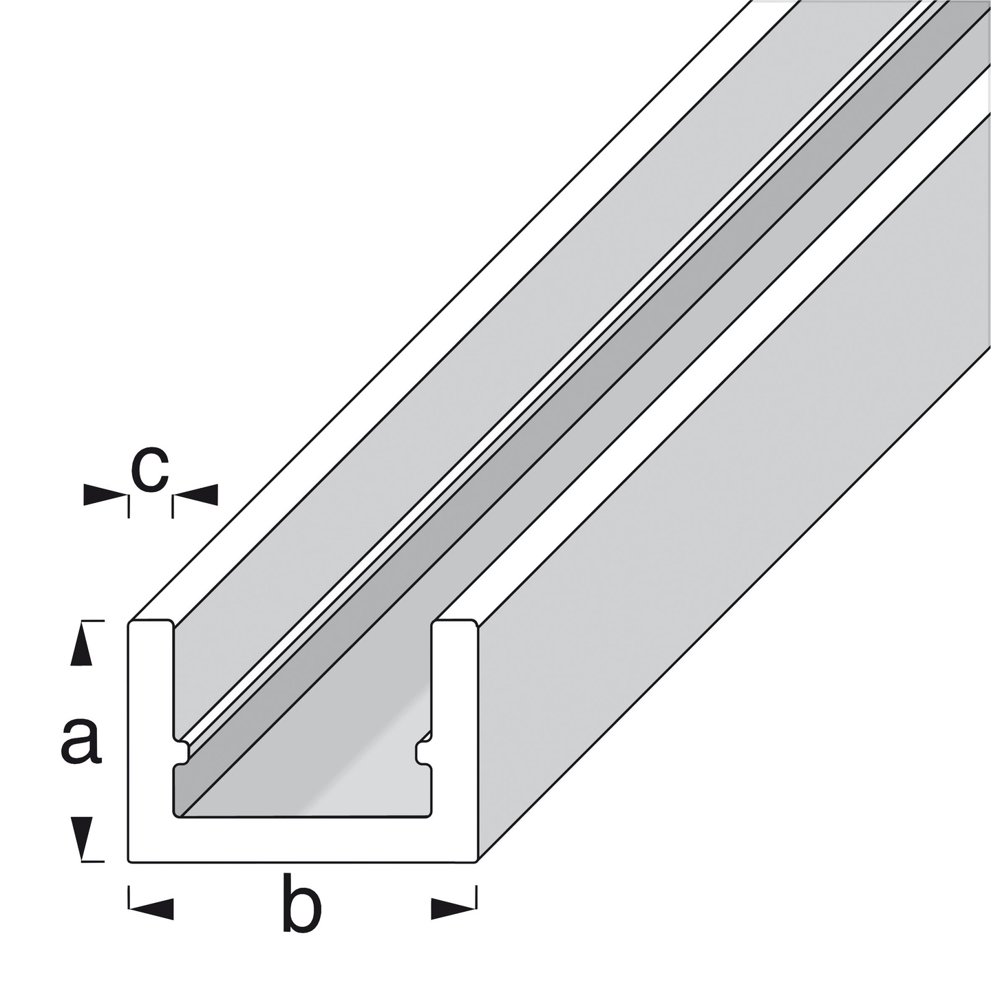 U-profiili Alfer 10x13,5x1,5mm hopeaeloksoitu alumiini 2m
