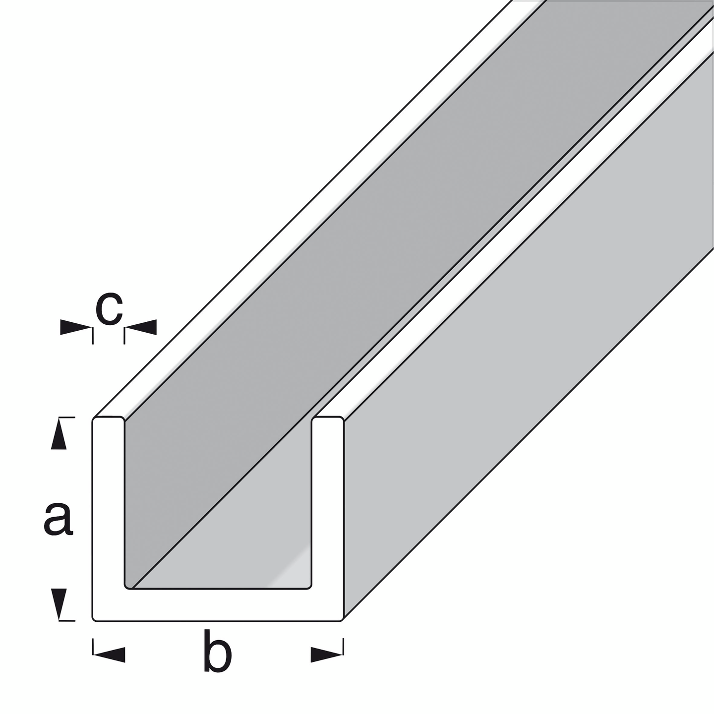 U-profiili Alfer 8,2x10,1x1,3mm hopeaeloksoitu alumiini 2m