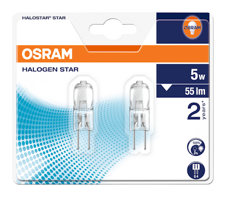 Osram Bipin Halostar 12V 35W GY6.35 3000K 580lm Halogen Lamp
