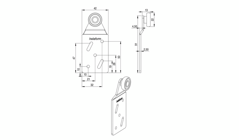 Liukuoven tarvikesarja Helaform 365 kiskoille K-30 ja K-40