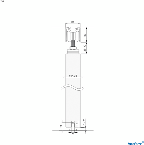 Liukuovikiskosetti Helaform 765 ilman kiskoa