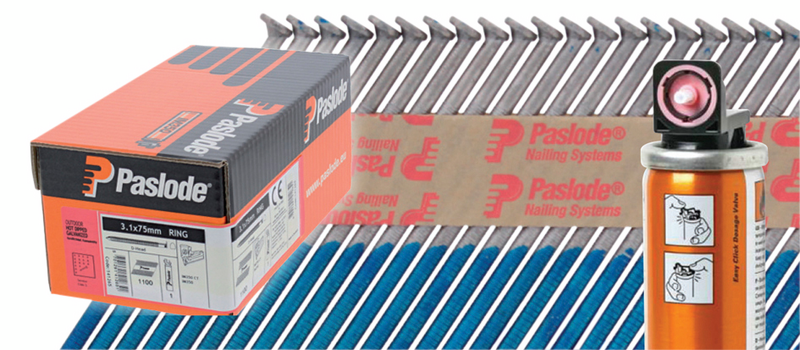 Konenaula Paslode 34° 63x2,8mm kirkas karkea 3300kpl + 3 kaasua