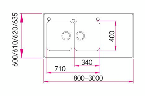Pesupöytä Stala A1400 A-seitsikko 1400mm