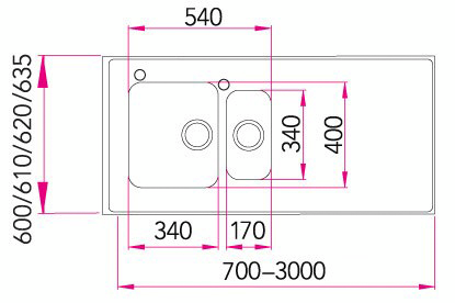 Pesupöytä Stala F1200 F-seitsikko 1200mm