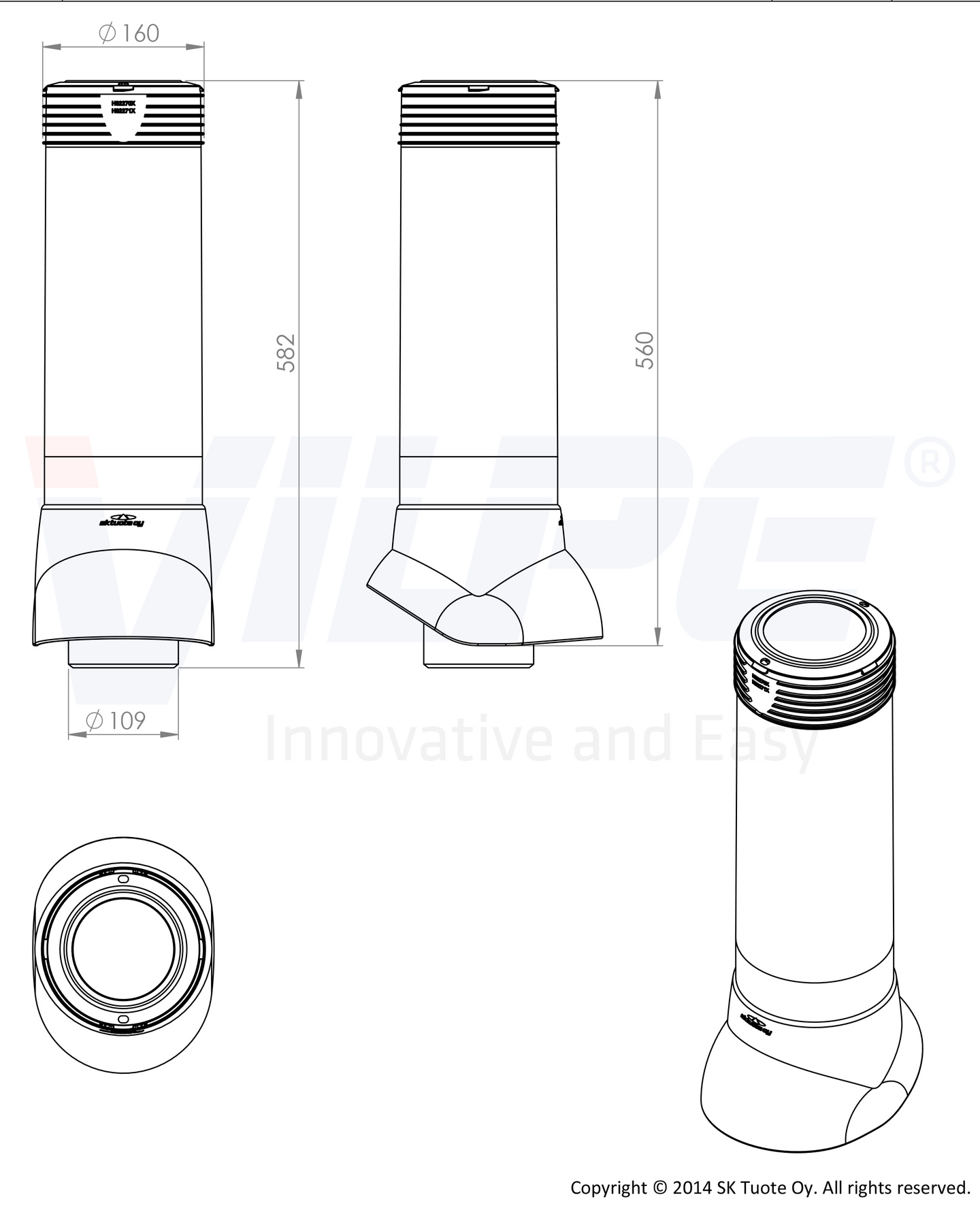 Tuuletusputki VILPE 110/500 ruskea 741124