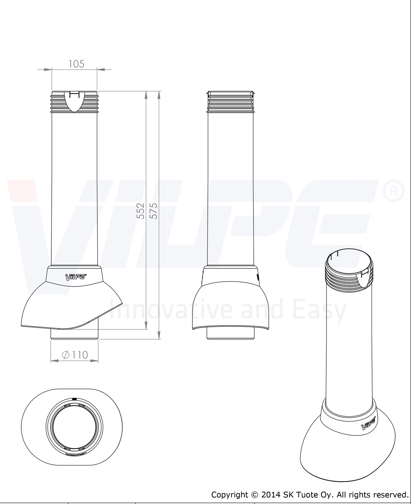 Tuuletusputki VILPE 110 harmaa 741127