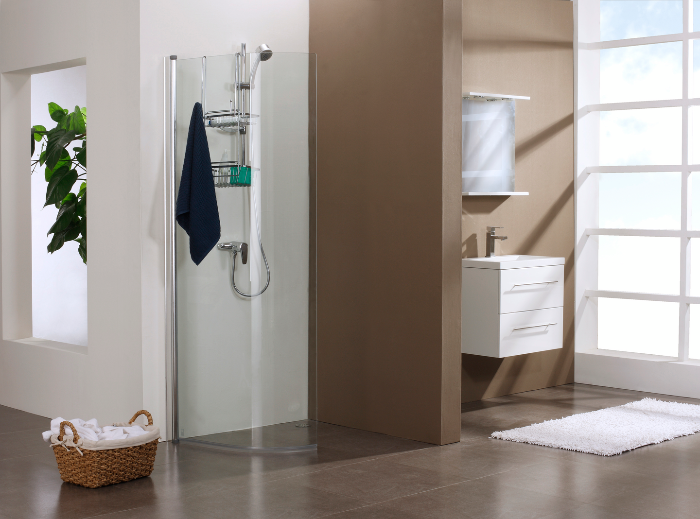 Suihkuseinä Ontario 80 cm kirkas hopea