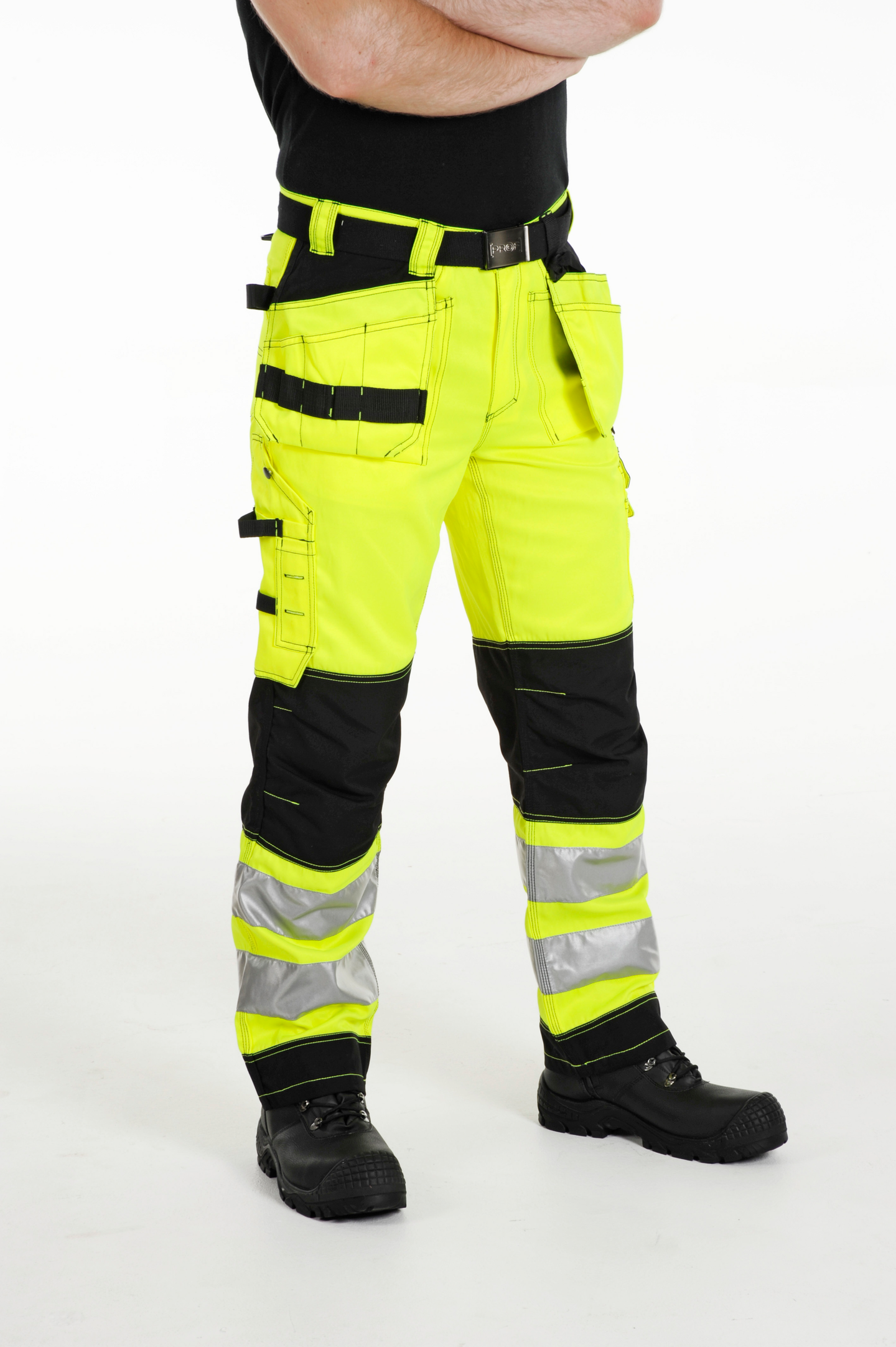 Riipputaskuhousut PROF Hi-Vis keltainen